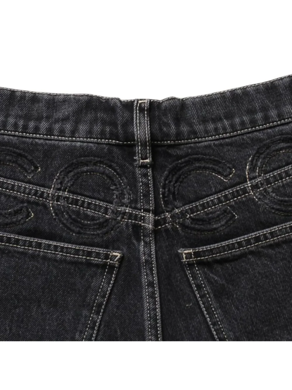 Chanel Denim Shorts Skirt Black
